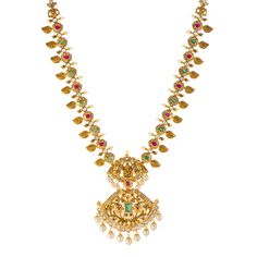 Virani Jewelers presents this majestic 22k gold necklace and earring set, a testament to their reputation of exquisite Indian gold jewelry. Adorned with a captivating array of gemstones, including emeralds and rubies, this 22k gold necklace and earring set exudes opulence. The harmonious fusion of traditional Indian design elements and 22k gold brilliance transforms this gold necklace and earring set into a wearable art, celebrating the rich cultural heritage of India. Features • 22k yellow gold Gold Temple Necklace, Temple Necklace, Indian Gold Jewelry, 22k Gold Necklace, Gold Jewelry Indian, Necklace And Earring Set, Pearl Gemstone, Traditional Indian, Cultural Heritage