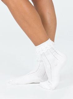 Socks  Princess Polly Exclusive  75% cotton 15% polyester 10% spandex  Soft knit material   Lace ruffle at cuff   Good stretch    OSFM White Frilly Socks, Frilly Socks, Shop Accessories, Online Shop Accessories, Everyday Accessories, Thanksgiving Outfit, Puma Fierce Sneaker, Socks And Tights, Buy Now Pay Later