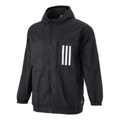 Adidas M W.n.d. Jkt Pb Casual Sports Woven Hooded Jacket Black H42037 (Men's) Sporty Track Jacket With Fleece Lining, Adidas Sportswear Track Jacket For Outdoor, Adidas Sportswear Track Jacket For Outdoor Activities, Adidas Sporty Track Jacket For Outdoor Activities, Sports Track Jacket With Fleece Lining, Technical Sports Hooded Jacket, Technical Sports Hooded Jacket With Adjustable Hood, Sporty Track Jacket With Fleece Lining For Outdoor, Technical Sports Outerwear With Detachable Hood