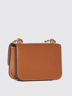 Crossbody Bags TORY BURCH Woman color Brown Tory Burch Crossbody Bag, Tory Burch Crossbody, Embellished Bags, Brown Crossbody Bag, Women Crossbody Bag, Brown Crossbody, Leather Satchel Bag, Brown Bags, Metallic Logo