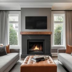 a living room filled with furniture and a fire place