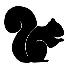 a black squirrel silhouette on a white background