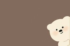 a white teddy bear peeking out from behind a brown wall