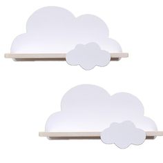 two white clouds are sitting on top of each other in front of a white background