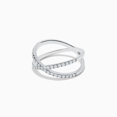 Effy Pave Classica 14K White Gold Diamond Criss Cross Ring, 0.40 TCW Timeless 14k White Gold Jewelry With Vs Clarity, Diamond White Polished 14k White Gold Rings, Timeless 14k White Gold Rings With Vs Clarity, Timeless White Gold Rings With Pave Setting, White Diamond Ring With Polished Finish In 14k Gold, 14k White Gold Diamond White Polished Diamond Ring, 14k White Gold Jewelry With Vs Clarity, Diamond White Polished 14k Gold Rings, Classic White Gold Bypass Ring With Vs Clarity