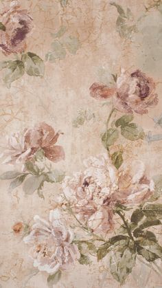 an old fashioned wallpaper with flowers on it