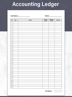 a sheet of paper with the words accounting ledger on it