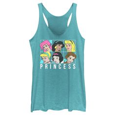 If you can't decide which of the Disney characters is your favorite… now you don't have to! Celebrate all of your favorites with this officially licensed Disney Princess Squares Women's Graphic Racerback Tank Top! This cute tank features portraits of Ariel, Jasmine, Aurora, Cinderella, Snow White, and Belle in bright print across the front. Dress in style this season with this new fun apparel today that is perfect for Disney fans everywhere! Disney Tank Tops, Disney Tanks, Womens Tank Top, Grid Girls, Tank Girl, Disney Princesses, Sweaters And Jeans, Tops For Women, Perfect Shirt