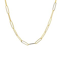 18 Inch Paperclip Chain Necklace in 14k Yellow Gold This modern and stylish paperclip chain necklace is a must-have for any necklace lover. Crafted in 14 karat yellow gold, the chain measures 18 inches in length and features a paperclip-style design. With its versatile length, this necklace is perfect for both layering and wearing alone.  Whether you're looking for a single statement piece or a stackable set, this chain necklace is the perfect choice. CHARACTERISTICS Measurements: 18 inches in l Minimalist Gold Paperclip Chain Necklace, Minimalist Yellow Gold Paperclip Chain Necklace, Modern Yellow Gold Paperclip Necklace, Yellow Gold Paperclip Chain Necklace, Yellow Gold Chain Necklace With Paperclip Chain, Yellow Gold Delicate Paperclip Chain Necklace, Delicate Yellow Gold Paperclip Chain Necklace, Paperclip Chain Necklace, Paperclip Necklace