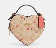 Trendy Fashion NWT COACH HEART CROSSBODY W/ SIGNATURE HEART STAR PRINT CK523 HANDBAG BAG PURSE, Women's Bags & Handbags Chic Coach Heart-shaped Bag, Coach Crossbody Purse, Pink Crossbody Bag, Canvas Crossbody Bag, Coach Crossbody, Signature Canvas, Coach Purses, Canvas Leather, Beautiful Bags