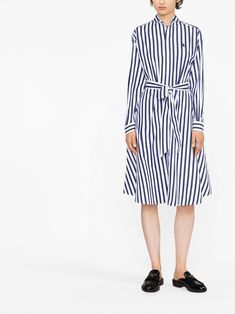 Polo Ralph Lauren long-sleeve Striped Shirt Dress - Farfetch Ralph Lauren Striped Shirt, Polo Pony, Yoko London, Striped Shirt Dress, City Dress, Ralph Lauren Long Sleeve, Striped Long Sleeve Shirt, Summer Beach Wear, Flared Skirt