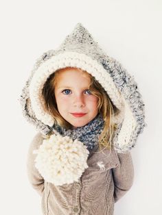 This whimsical hooded scarf is the perfect mix of cozy and cute -  download the pattern from LoveCrochet! Bunny Hood, Hooded Scarf Pattern, Hood Pattern, Mattress Stitch, Scarf Knit, Modern Knitting, Bunny Hat, Crochet Simple, Hooded Scarf