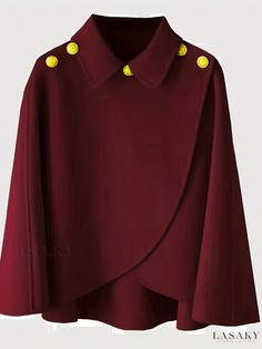 Lasaky - Chic Collared Cape Tops: Fashionable Asymmetrical Outerwear for Women Cape Top Outfits, Printed Gloves, Cape Top, Cape Tops, Graduation Outfits, Asymmetrical Cut, Shirt Making, Custom Made Clothing, Tops Casual