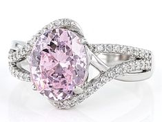 Bella Luce® pink and white diamond simulant 5.45ctw oval and round, rhodium over sterling silver starry cut ring. Measures approximately 0.81" L x 0.5" W and is not sizable. Diamond equivalent weight is 3.30ctw. Gia Certified Oval Pink Diamond Ring, Oval Pink Gia Certified Diamond Ring, Pink Oval Diamond Ring With Dazzling Style, Pink Oval Diamond Ring With Accent Stones, Pink Oval Diamond Ring With Brilliant Cut, Oval Pink Diamond Ring With Accent Stones, Dazzling Pink Oval Diamond Ring, Dazzling Oval Pink Ring, Dazzling Pink Oval Ring