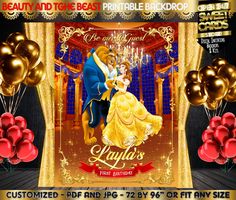 beauty and the beast birthday party flyer