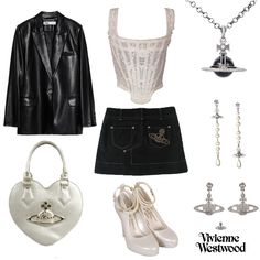 leather blazer/vivienne westwood bag,shoes,top,skirt,jewellery/ Vivienne Westwood Outfits Aesthetic, Viven Westwood Outfit, Vivienne Westwood Clothes Aesthetic, Viven Westwood Aesthetic, Vivienne Westwood Outfit Inspiration, Vivienne Westwood Style Outfit, Vivienne Westwood Outfit Aesthetic, Nana Aesthetic Outfit