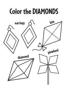 color the diamonds coloring page for kids to learn how to make them look like they are flying