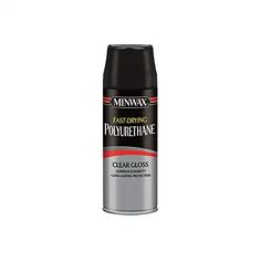 a can of paint that is black and silver with the words, fast drying polyurephane on it