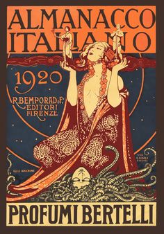 an old poster for the festival with a woman holding two candles in her hands and another person