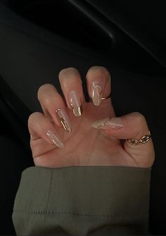 Casual Nails, Soft Nails, Pretty Acrylic Nails, Chic Nails, Chrome Nails, Long Acrylic Nails, Gold Nails, Cute Acrylic Nails, Trendy Nails