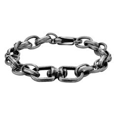 Add a touch of edge to your wardrobe with this men's LYNX gunmetal gray ion plated chain bracelet. Add a touch of edge to your wardrobe with this men's LYNX gunmetal gray ion plated chain bracelet. Length: 8.5 in. Chain type: link Metal: stainless steel Plating: gunmetal gray ion plated Finish: antiqued, polished Packaging: boxed Size: 8.5". Gender: male. Age Group: adult. Gunmetal Metal Chain Bracelets, Black Metal Chain Bracelet With Oxidized Finish, Gunmetal Chain Bracelet In Metal, Black Oxidized Metal Chain Bracelet, Metal Link Bracelets With Oxidized Finish, Oxidized Metal Bracelet With Oval Links, Modern Gunmetal Chain Bracelet With Solid Link Construction, Gunmetal Link Chain Bracelets, Oxidized Metal Chain Bracelet With Oval Links