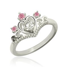 Every princess needs a crown. Give her fairytale princess tiara ring.Shop our wonderful designed and  brilliant multi-stone princess crown Ring for her.Make the fairytale come true now. Personalized Crown, Purity Rings, Princess Tiara Ring, Princess Crown Ring, Cute Promise Rings, Initial Rings, Crown Ring Princess, Pave Wedding Rings, Tiara Ring