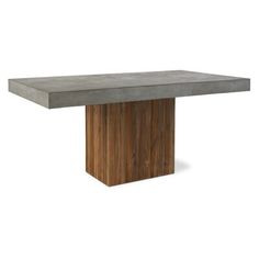 a concrete and wood table on a white background