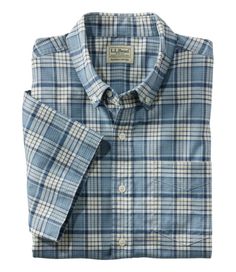 Looks like an everyday shirt, but ours has performance built right in - this versatile short-sleeve plaid oxford stretches with you and wicks moisture away. Slightly Fitted Untucked Fit: Relaxed through chest and sleeve, with a trimmer waist and slightly shorter hem you can wear untucked. 78% cotton, 19% polyester, 3% spandex. Innovative fabric wicks moisture away from your skin and helps it dry quickly. Fabric feels comfortable year-round. Machine wash and dry. Stretch for ease of movement. Eas Classic Cotton Short Sleeve Plaid Shirt, Classic Plaid Cotton Short Sleeve Shirt, Slim Fit Plaid Cotton Shirt, Relaxed Fit Plaid Short Sleeve Button-up Shirt, Cheap Blue Button-up Flannel Shirt, Blue Button-up Flannel Shirt With Snap Buttons, Outdoor Cotton Button-up Flannel Shirt, Plaid Dress Shirt, Woven Top