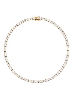 KATE 4.5MM ROUND CUT, GOLD RIVIÈRE NECKLACE Dazzling Round Tennis Necklace, Timeless White Round Tennis Necklace, Formal White Single Strand Solitaire Necklace, Classic Yellow Gold Tennis Necklace With Round Cut, Yellow Gold Single Strand Diamond Tennis Necklace, White Round Tennis Necklace With 17 Jewels, White Solitaire Necklace With Single Strand, White Tennis Necklace With 17 Jewels, White Single Strand Tennis Necklace