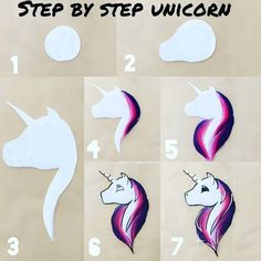 step by step how to draw a unicorn's head