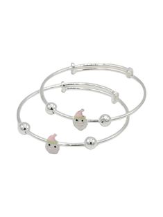 Silver 2 Piece Adjustable Baby Bangle. Diameter : 4.4 cm This pair of Silver Bangles are a perfect gift for babies. Suitable for occasions like Baby Shower and Birthdays. Note: Silver items will tarnish over time as a reaction to moisture in the air. A gentle clean with a silver cleaning solution will restore to original state. Silver Bangle For Valentine's Day Gift, Hallmarked Sterling Silver Bangle For Gift, Nickel-free Sterling Silver Bangle As Gift, Baby Silver Bangle, Adjustable Nickel-free Silver Bangle, Baby Bangles, Silver Bangles, Cleaning Solutions, Baby Gifts