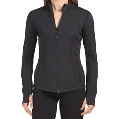 New With Tags 90 Degree By Reflex Lux Full Zip Jacket Black 2 Front Zip Pockets Thumb Hole Cuffs Thumbholes And Cuffins Keep Sleeves Down And Chills Out Hits At Hip Lightweight Stand Collar Polyester / Spandex Skims Your Body Sits Below The Waistband For Moderate, Everyday Coverage Cottony Soft Sweat-Wicking Four-Way Stretch Supportive Breathable Lululemon Define Jacket Heathered Black Define Jacket, Fitted Workout Track Jacket With Thumbholes, Moisture-wicking Long Sleeve Track Jacket, Versatile Long Sleeve Moisture-wicking Track Jacket, Dance Jackets, Black Long Sleeve Moisture-wicking Track Jacket, Cropped Quarter Zip, Yoga Jacket, Lululemon Define Jacket