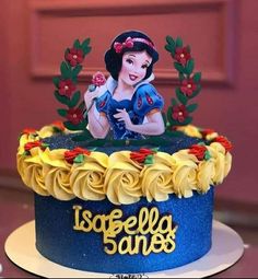 there is a cake that has snow white on it