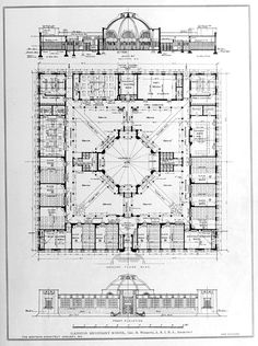 an architectural drawing shows the floor plan for a building with several floors and three stories