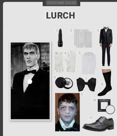 a costume guide for a man in a tuxedo