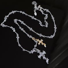 Product Details: Material: silver Color: S925 Silver Necklace Pattern: plain Type: Necklace Size Information: Size: 49+5.5cm Package Contents: Necklace X1 Cross Necklace Men, Necklace Men, Silver Cross Pendant, Bird Pendant, Necklace Size, Elegant Necklaces, Silver Chain Necklace, Silver Cross, Men Necklace