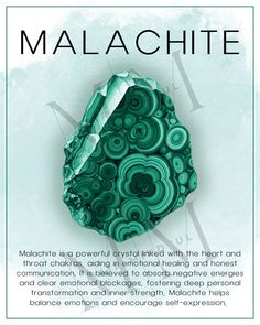 Malachite Crystal Meaning, Energy Stones Crystal Healing, Raw Malachite, Crystal Healing Chart, Malachite Crystal, Malachite Green, Gemstone Art, Crystals Healing Properties, Detailed Illustration