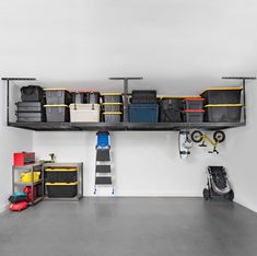 a garage filled with lots of storage and tools