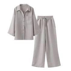 Cotton Linen Shirt Trouser Suit WomenMeasurement In CMsizeSMLXLbust[cm]102106112116waist[cm]64687478hip[cm]100105110115top length[cm]68.569.570.571.5trousers length[cm]101102.5104105.5Note: 1 inch=2.54 cm Size mearsured by ourselves ,so sometimes it has 1-3cm mistakes. Please check the size carefully before you buy ;if you are not sure about size,please contact us first .Thanks!Real Pictures Casual Office Sets For Fall, Casual Long Sleeve Office Sets, Casual Long Sleeve Sets For Office, Casual Fall Office Sets, Casual Fall Sets With Collared Shape, Relaxed Fit Workwear Sets For Fall, Relaxed Fit Sets For Workwear, Fall Workwear Sets, Summer Gray Long Sleeve Sets