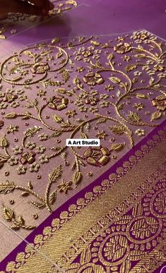 Aari Zardosi Work Blouse, Purple Blouse Aari Work Design, Bridal Work Blouse Designs, Zardosi Work Blouse Weddings, Simple Zardosi Work Blouses, Saree Hand Work, Zardosi Work Blouse, Magam Work Designs