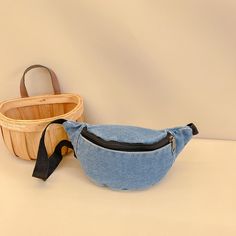 958625106-2 Casual Light Blue Denim Bag, Trendy Blue Belt Bag For School, Trendy Blue Belt Bag With Pockets, Bodycross Bag, Denim Waist Bag, Style Boy, Zippers Fashion, Loafer Slippers, Bag Boys