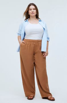 Made from the brand's elevated Softdrape blend, these comfy pull-on pants have wide legs and handy pockets. Elastic waist Side-seam pockets 85% modal, 15% polyester Machine wash, tumble dry Made in Turkey Relaxed Wide Leg Pants With Pockets In Solid Color, Spring Brown Wide Leg Pants With Side Pockets, Wide Leg Pants With Pockets For Elevated Casual, Versatile Elevated Casual Wide Leg Pants With Pockets, Comfortable Wide Leg Pants With Pockets, Comfortable Wide-leg Pants With Pockets, Versatile Pants With Loosely Fitted Hips For Elevated Casual, Comfortable Relaxed Fit Wide Leg Pants, Relaxed Wide Leg Pants With Pockets For Work