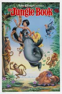 the jungle book cover features an image of a man on a gorilla and other animals