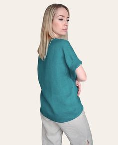 Linen Blouse, Linen Wrap Top, Plus Size Linen Top, Short Sleeve V Neck Blouse, Casual Shirt for Women - Etsy Chic Linen V-neck Top, Oversized V-neck Shirt For Summer, Casual Green Wrap Top, Versatile Linen Blouse For The Beach, Linen V-neck Tunic For Summer, Versatile Linen Blouse For Beach, Versatile Summer Tunic With Relaxed Fit, Oversized Linen V-neck Tunic, Beach Linen V-neck Blouse