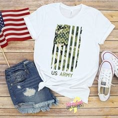 US Army Flag Shirt - Army Girlfriend, Gift For Army Mom, Gift Idea For Army Wife, Army T-Shirts, Army Shirts, Cute Army Gifts, US Army Shirt Camouflage Cotton T-shirt With Sublimation Print, Camouflage Cotton Top With Sublimation Print, Camouflage Cotton T-shirt With Letter Print, Camouflage Cotton Top With Letter Print, Camouflage Crew Neck T-shirt With Letter Print, Us Army Flag, Military Couple, Army T Shirt, Army Clothes