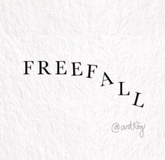 the word freefall is written in black ink