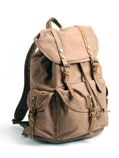 UAKISS - Men's Vintage Canvas Backpacks Men's Laptop Backpack Large Capacity Casual Travel Bag Man Schoolbag for Teenager Commuter Bag Khaki Large Capacity Shoulder Backpack, Khaki Satchel Backpack With Large Capacity, Durable Casual Backpack, Casual Durable Backpack, Khaki Large Capacity Backpack, Khaki Large Capacity Standard Backpack, Khaki Satchel Backpack For Daily Use, Khaki Softback Backpack With Large Capacity, Practical Khaki Backpack