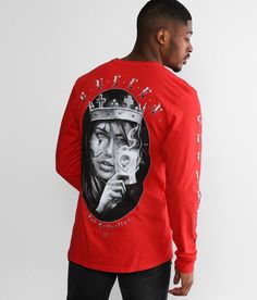 Sullen Queen Of Diamonds T-Shirt - Red Large, Men's Hibiscus Graphic t-shirt Sleeve hits. 100% Cotton. Machine wash cold. Do not bleach. Tumble dry low. Do not iron.. MEN'S SULLEN T-SHIRT SIZE CONVERSION CHART Size S M L XL XXL XXXL 4XL 5XL Chest 36 40 44 48 52 54 56 58 Body Length 25 28 30 31 1/2 33 34 35 36 *Conversion sizes may vary. All measurements based on size medium. Apparel & Accessories > Clothing > Shirts & Tops Red Crew Neck Top With Front Print, Red Long Sleeve T-shirt With Screen Print, Red Cotton Top With Back Print, Red Streetwear T-shirt With Front Print, Red Crew Neck Shirt With Front Print, Red Long Sleeve T-shirt With Logo Print, Red Shirt With Front Print For Streetwear, Queen Of Diamonds, Conversion Chart