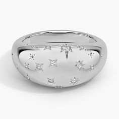 Libra Zodiac Constellation Diamond Dome Ring - 14K White Gold. Brightly shimmering diamonds form the shape of the Libra constellation across this eye-catching domed design. A statement style all on its own and easily stacked, this Zodiac design is full of endless star power (1/15 total carat weight). Libra Zodiac Constellation, Libra Constellation, Zodiac Designs, Dome Ring, Zodiac Constellations, Libra Zodiac, Brilliant Earth, Domed Ring, Constellations