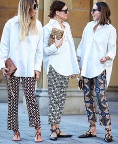 Patterned Pants, Looks Street Style, Neutral Fashion, Looks Chic, 가을 패션, Fashion Over 50, 50 Fashion, White Shirts, Mode Inspiration